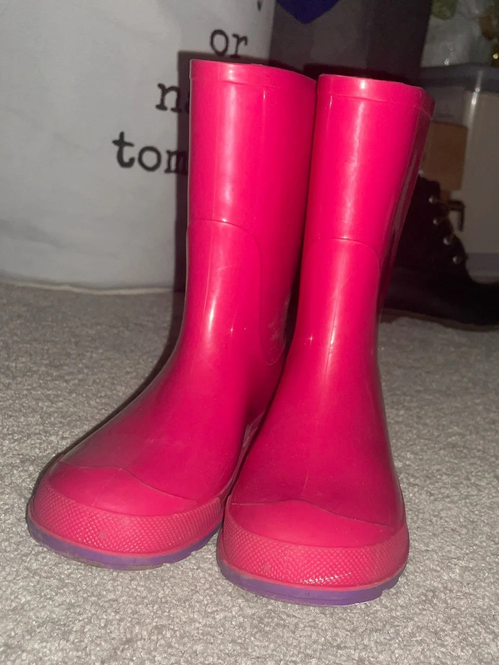 Kids Waterproof Rain Boots in Bright Pink